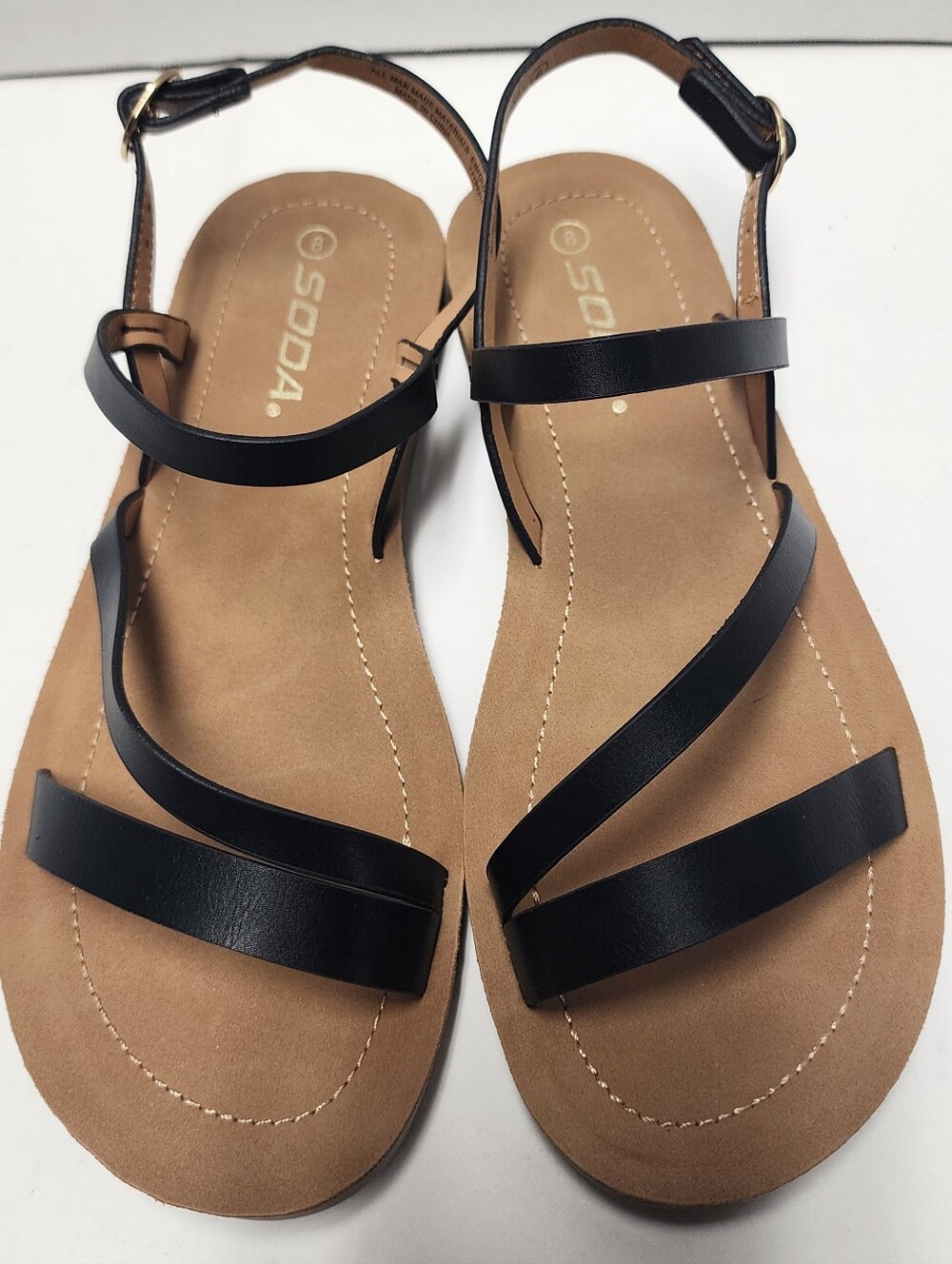 Size 8 Women’s Sandals Shoes Black Ankle Thin Strap Adjustable Buckle New